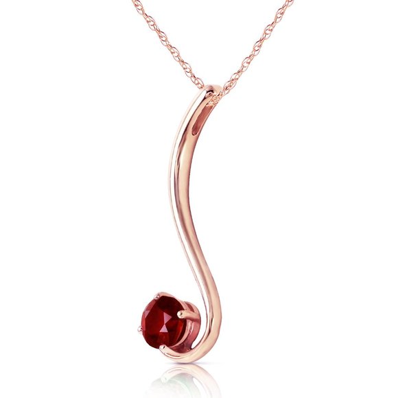 14K. SOLID GOLD NECKLACE WITH NATURAL GARNET - Picture 2 of 6